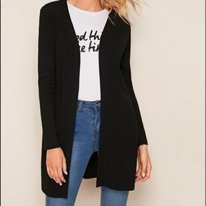 Rib knit open cardigan